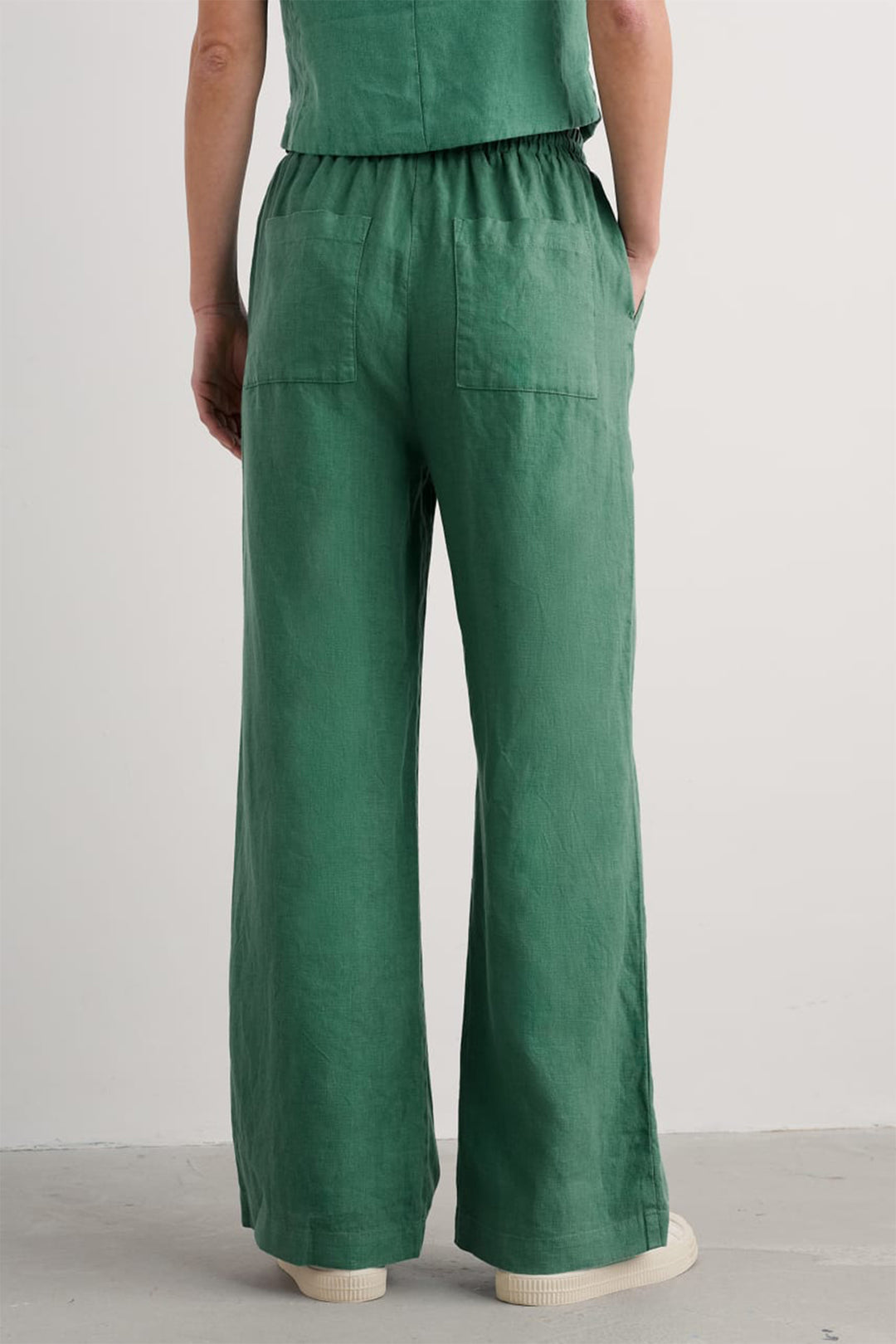 Seasalt Tide Flow Linen Trouser Pine Green Tie Waist WM33382-13593 - Shirley Allum Boutique