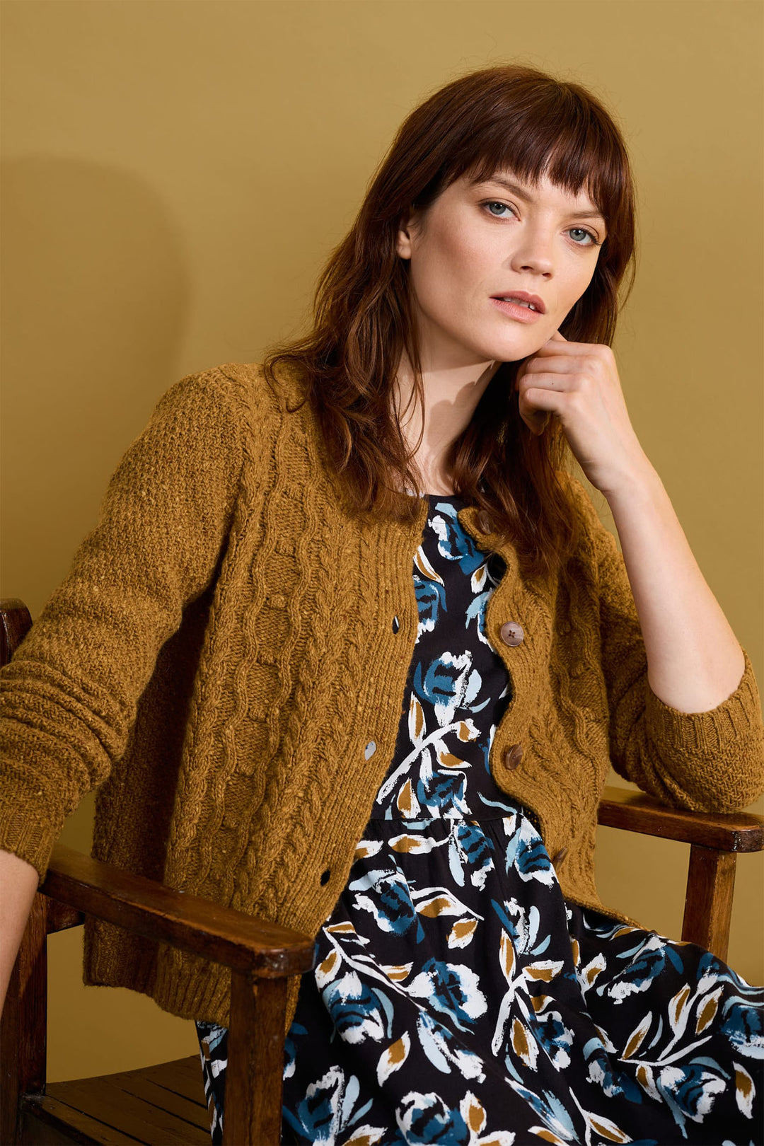 Seasalt Tressa Merino Cable Knit Cardigan Marshland B-WM32399-34164 - Shirley Allum Boutique