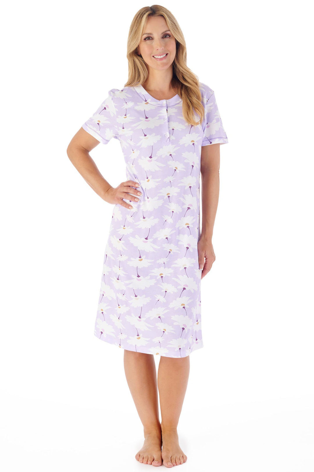 Slenderella Nightdress Purple Large Floral Print 40 Jersey ND03151 - Shirley Allum Boutique