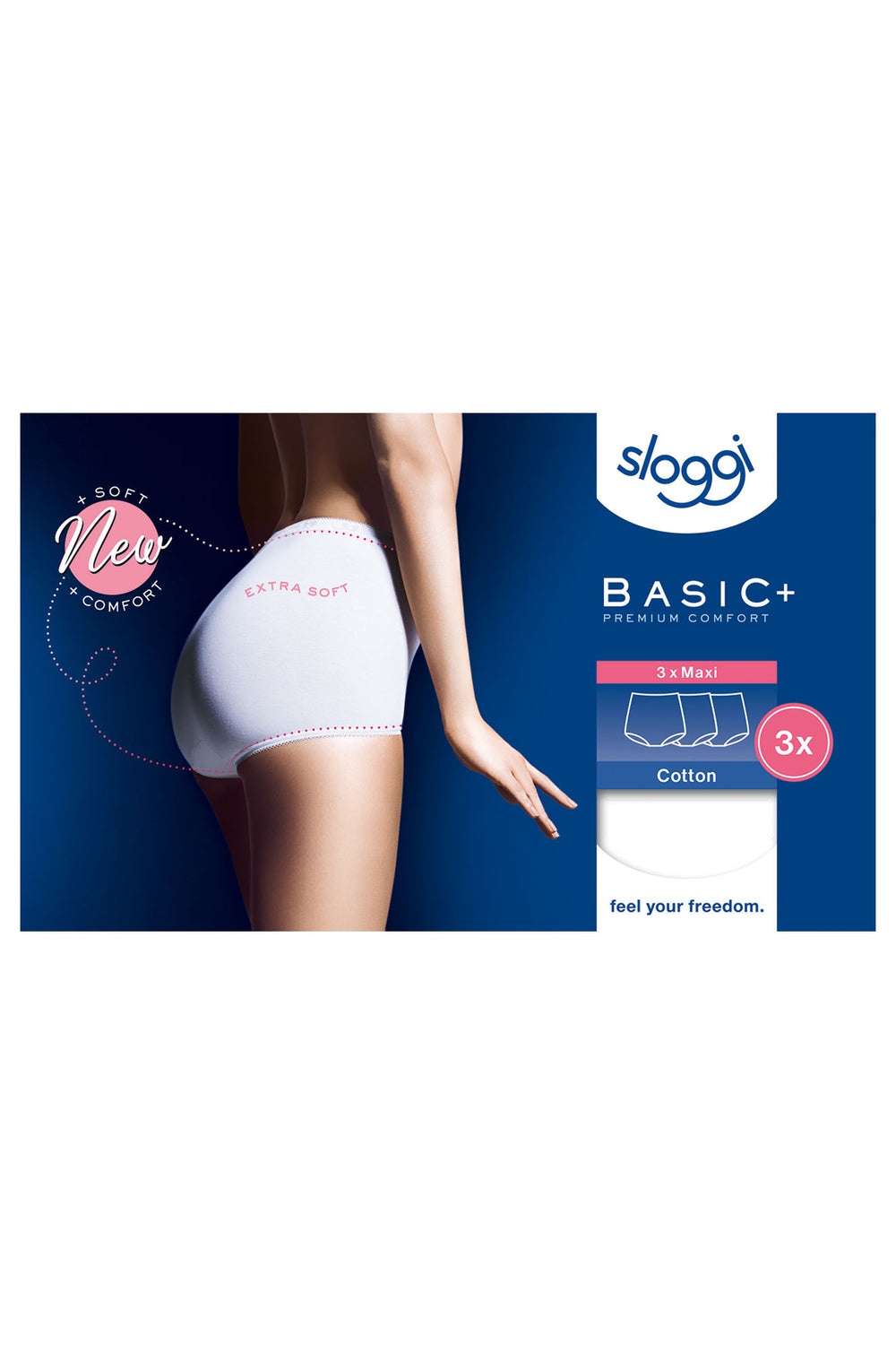 Sloggi Basic+ Maxi Briefs 3 Pack Cotton White 10007656 0003 - Shirley Allum Boutique