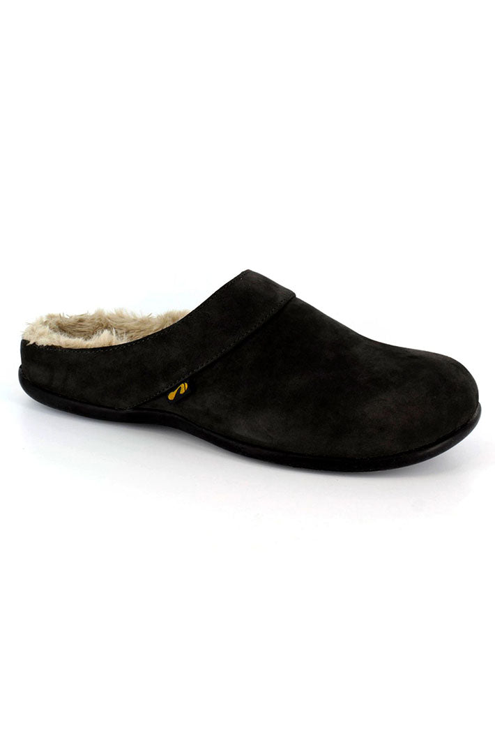 Strive Vienna Suede Faux Fur Cosy Slipper Black - Shirley Allum Boutique