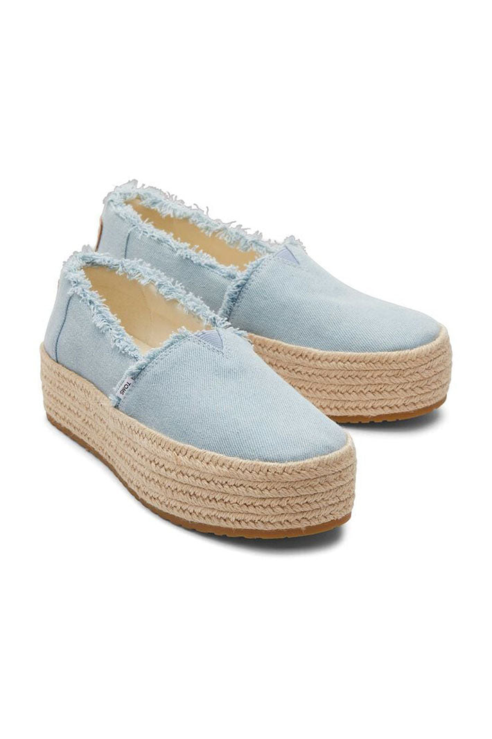 Toms Valencia 10019798 Blue Denim Platform Espadrille - Shirley Allum Boutique