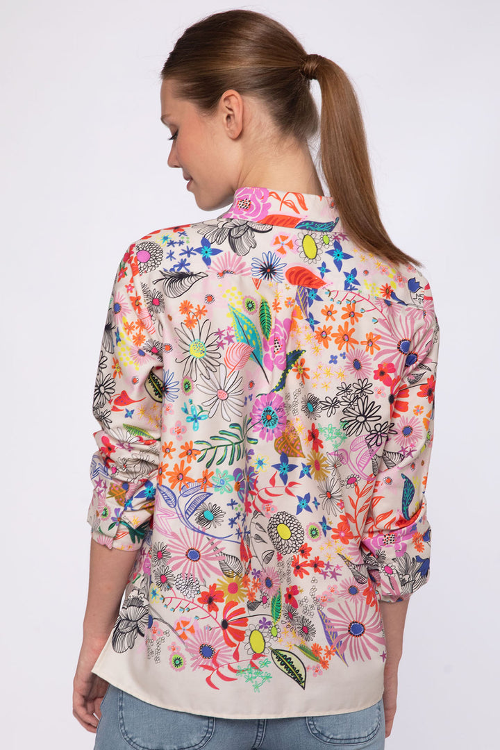 Vilagallo 31009 Rina Cream Multicolour Floral Print Shirt - Shirley Allum Boutique