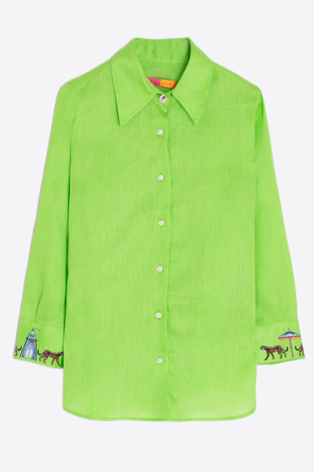 Vilagallo Blanca Shirt Green Chill Out Embroidery 32551 - Shirley Allum Boutique