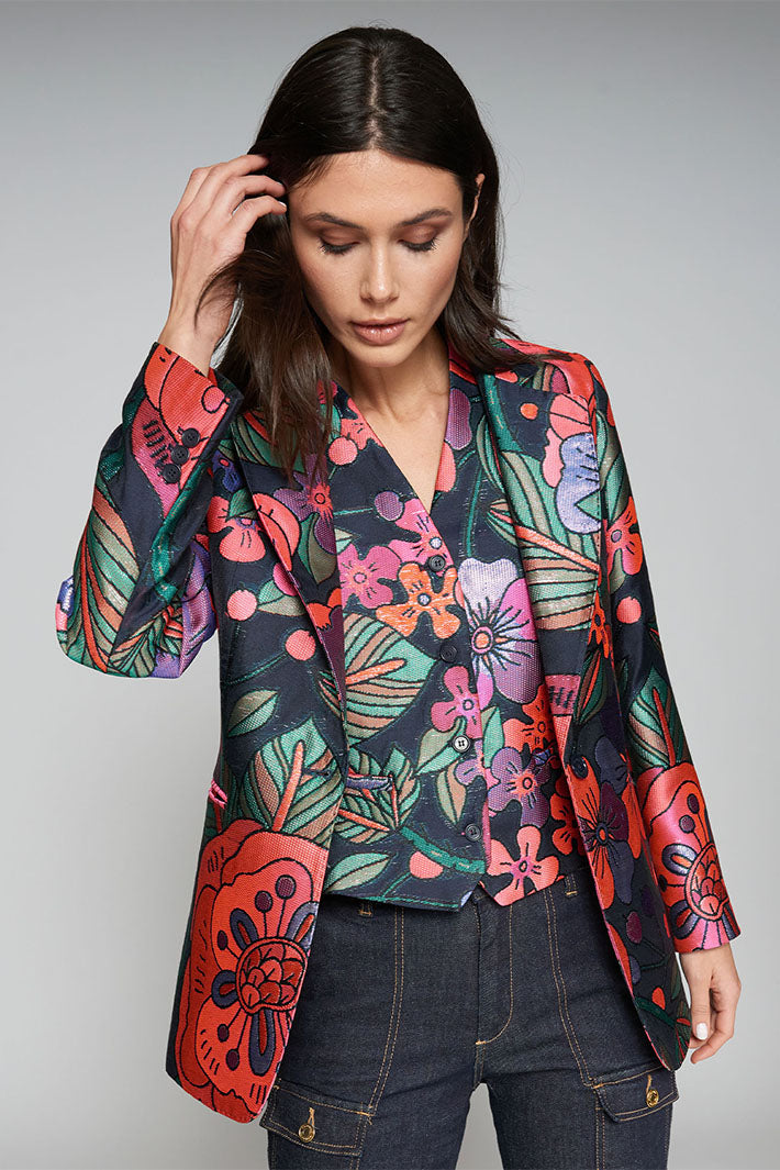 Vilagallo Jacket Jacquard Flower 31787 - Shirley Allum Boutique