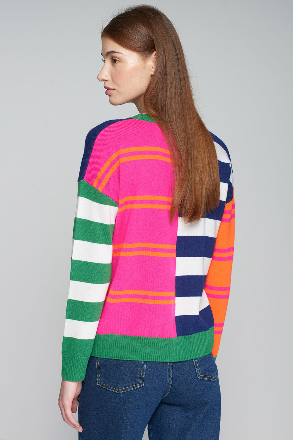 Vilagallo Jumper Stripe Pink Multicolour 31522 - Shirley Allum Boutique