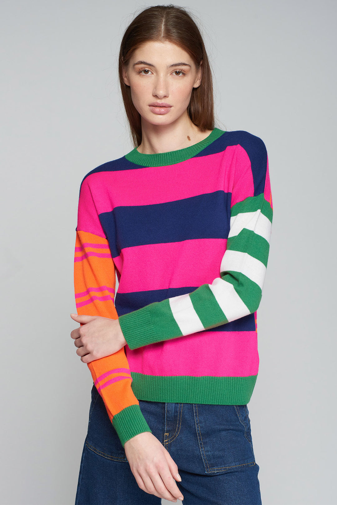 Vilagallo Jumper Stripe Pink Multicolour 31522 - Shirley Allum Boutique