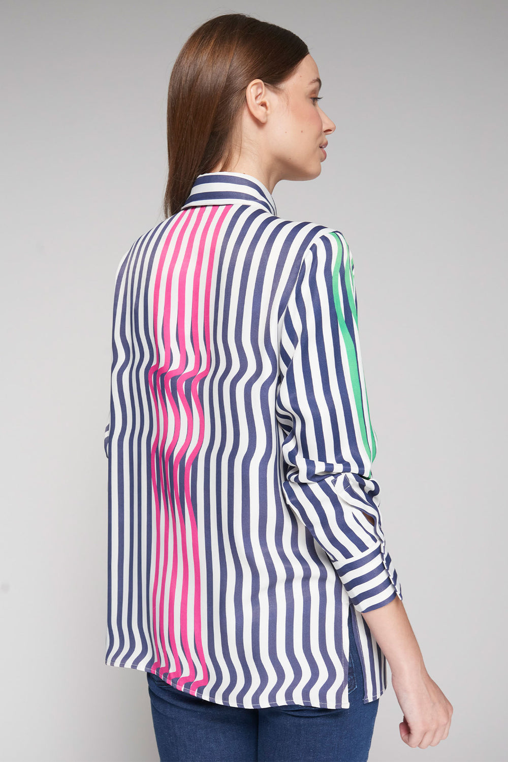 Vilagallo Mariela Shirt Raya Blue Green Pink Stripes 32321 - Shirley Allum Boutique