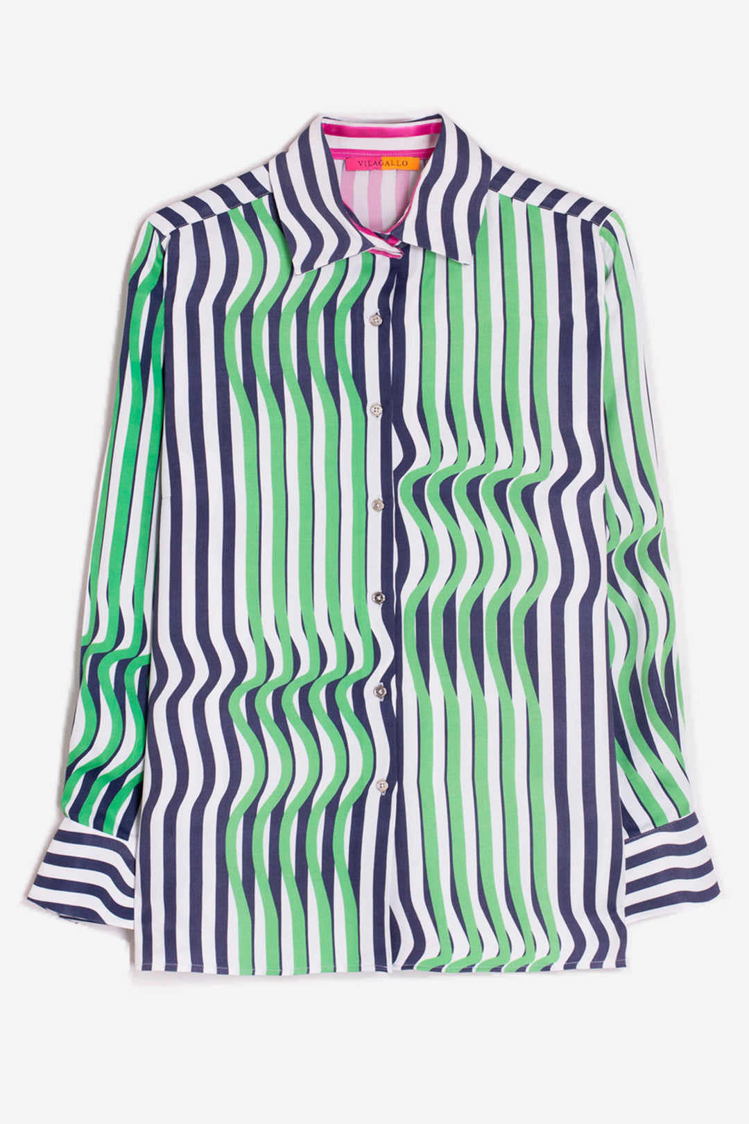 Vilagallo Mariela Shirt Raya Blue Green Pink Stripes 32321 - Shirley Allum Boutique