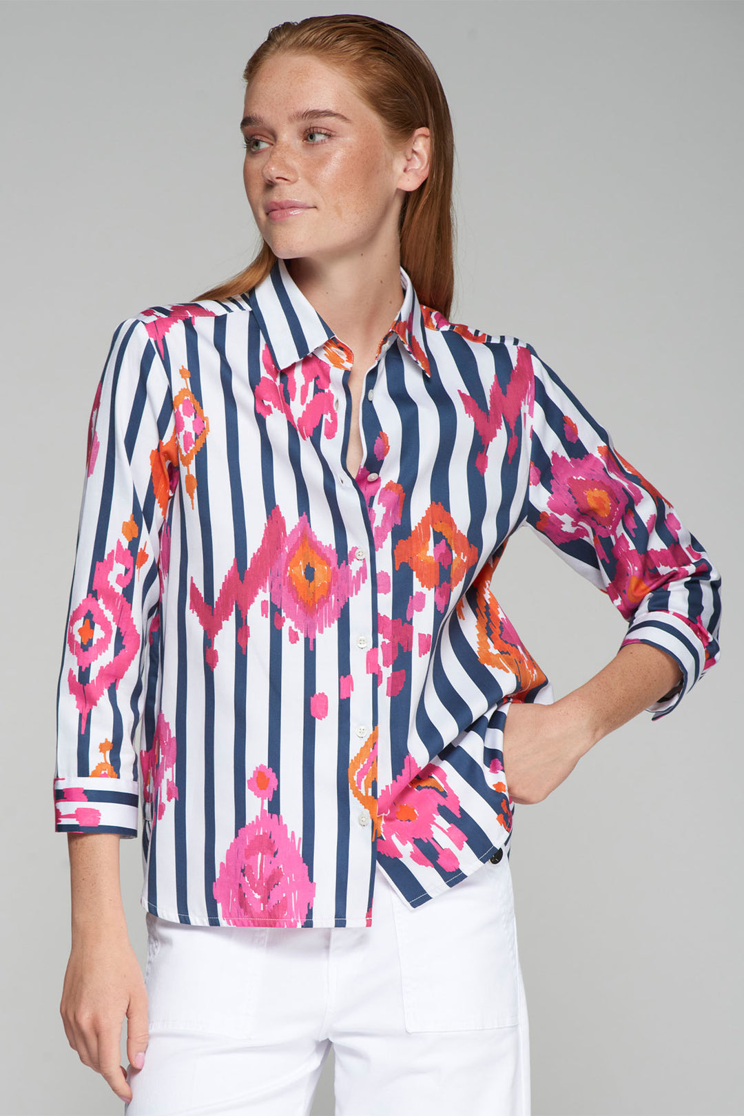 Vilagallo Poline Shirt Ikat Rosa Naranja Raya 32294 - Shirley Allum Boutique