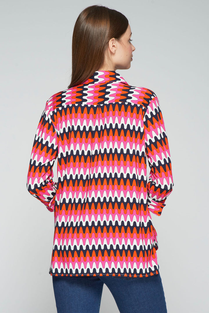 Vilagallo Sara Shirt Multicolour Point Waves Print 32236 - Shirley Allum Boutique