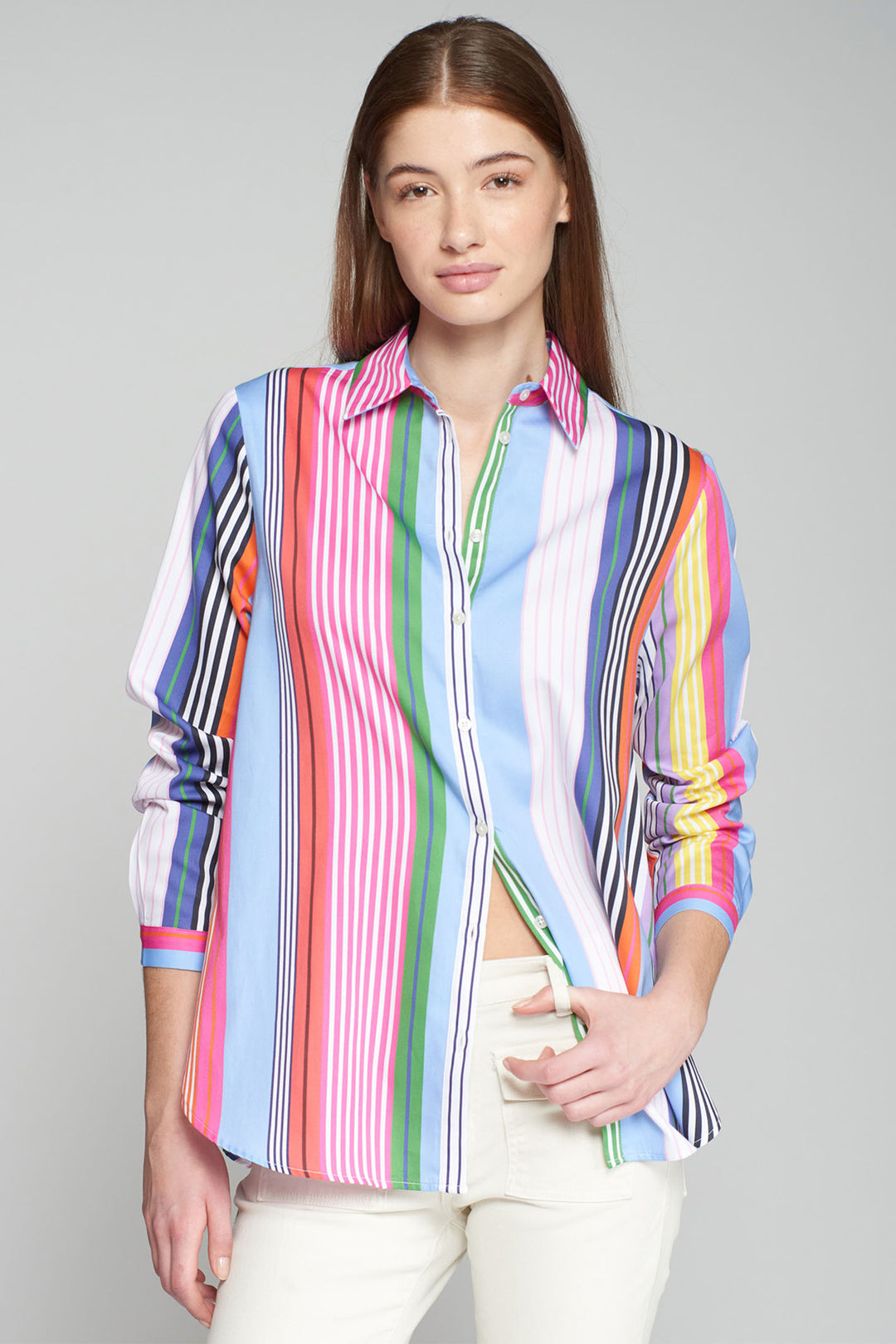 Vilagallo Shirt Multicolour Vertical Stripe 31794 - Shirley Allum Boutique