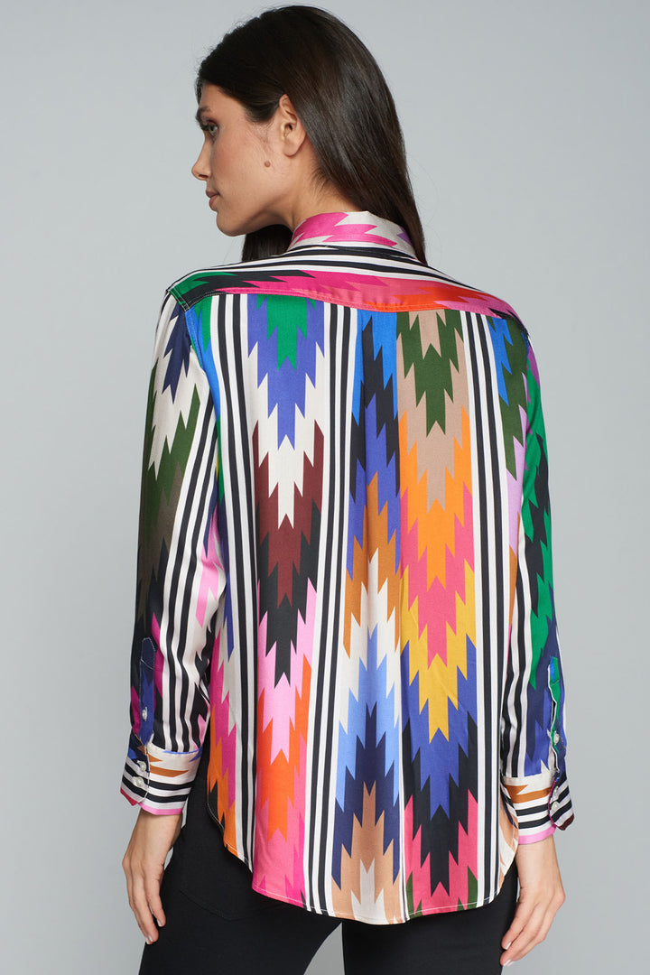 Vilagallo Shirt Navajo Multicolour Print 31916 - Shirley Allum Boutique