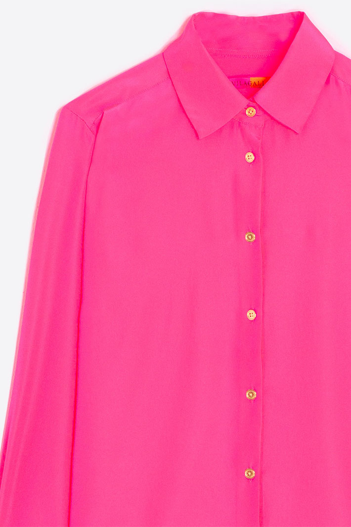 Vilagallo Silk Shirt Neon Pink CMSSS4W831 32064 - Shirley Allum Boutique