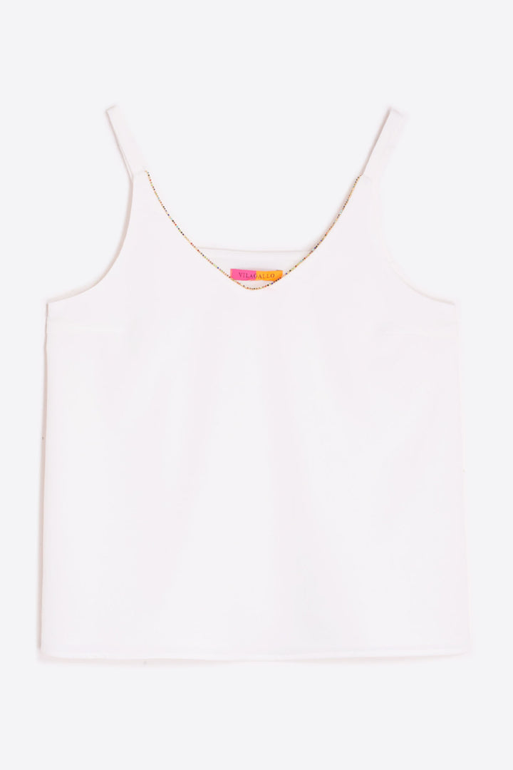 Vilagallo Zina Camisole White Crepe 32514 - Shirley Allum Boutique