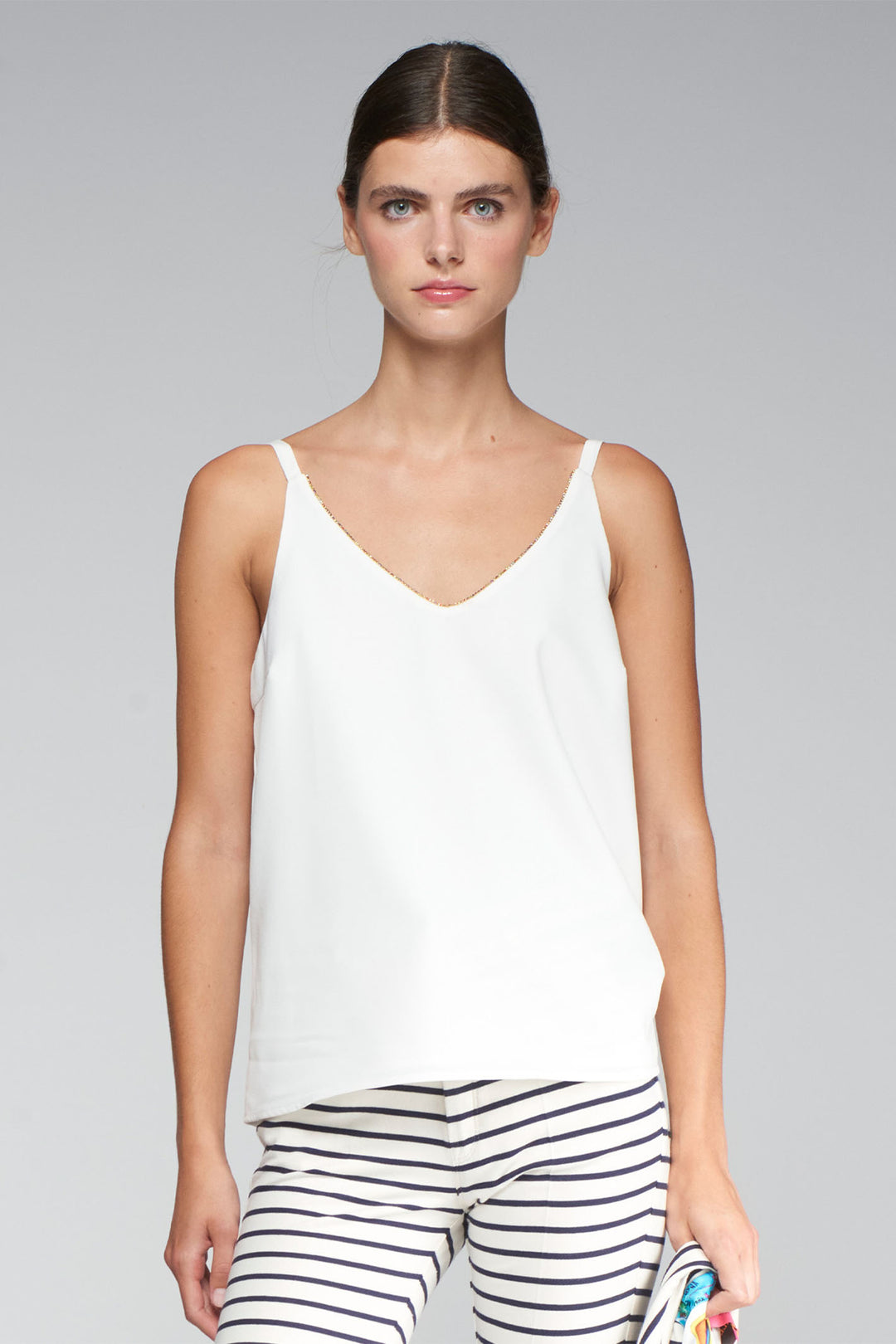 Vilagallo Zina Camisole White Crepe 32514 - Shirley Allum Boutique