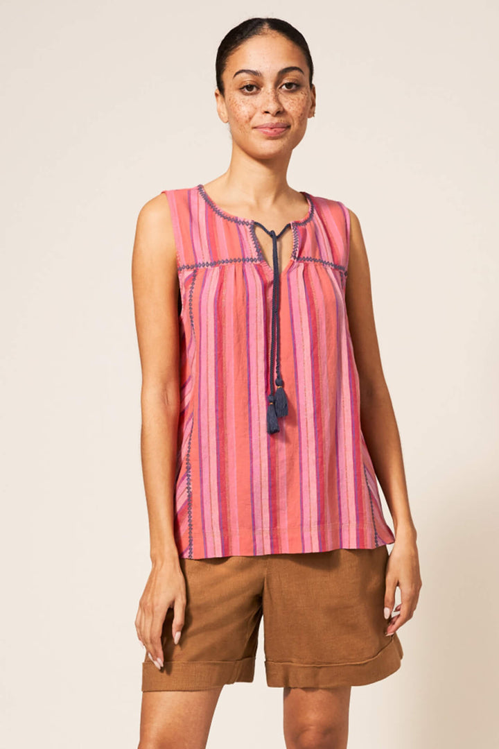 White Stuff 438692 Lisbet Pink Stripe Sleeveless Top - Shirley Allum Boutique