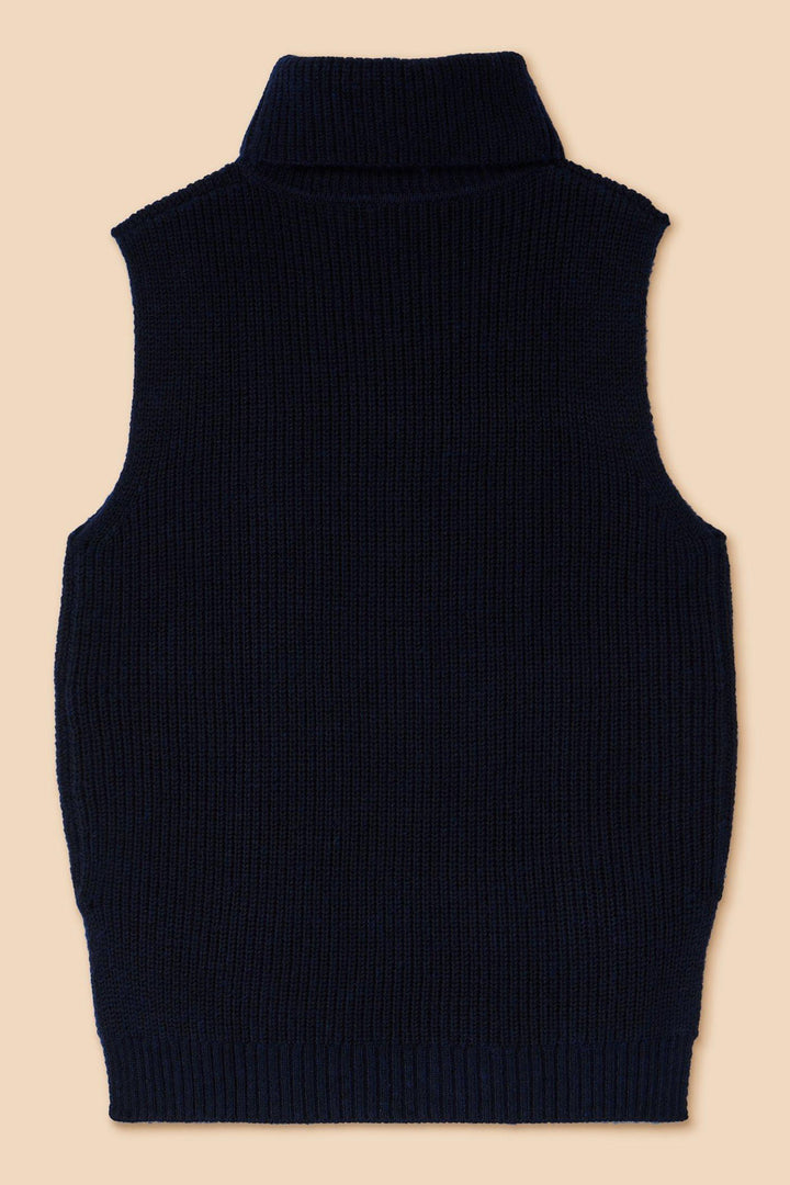 White Stuff 440324 Trixie French Navy Roll Neck Tabard Tank Top - Shirley Allum Boutique