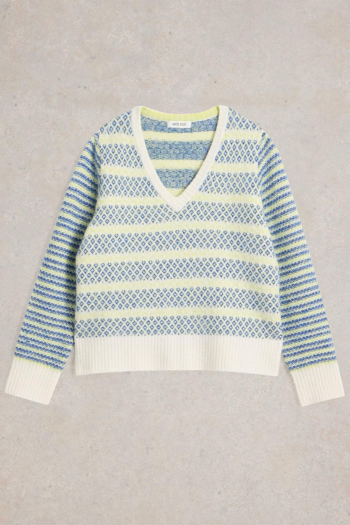 White Stuff Jumper Sammy Stripe Blue Multi 443048 606E99 - Shirley Allum Boutique