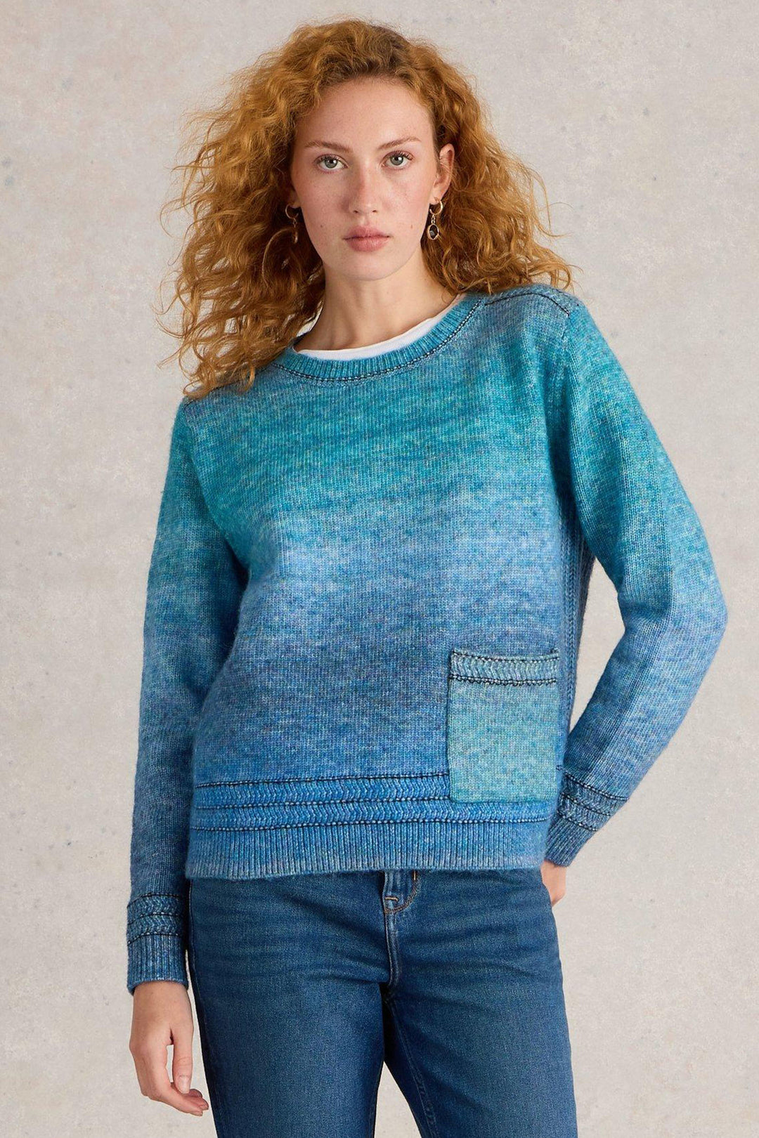 White Stuff Lilbet Blue Multi Jumper 441541 - Shirley Allum Boutique