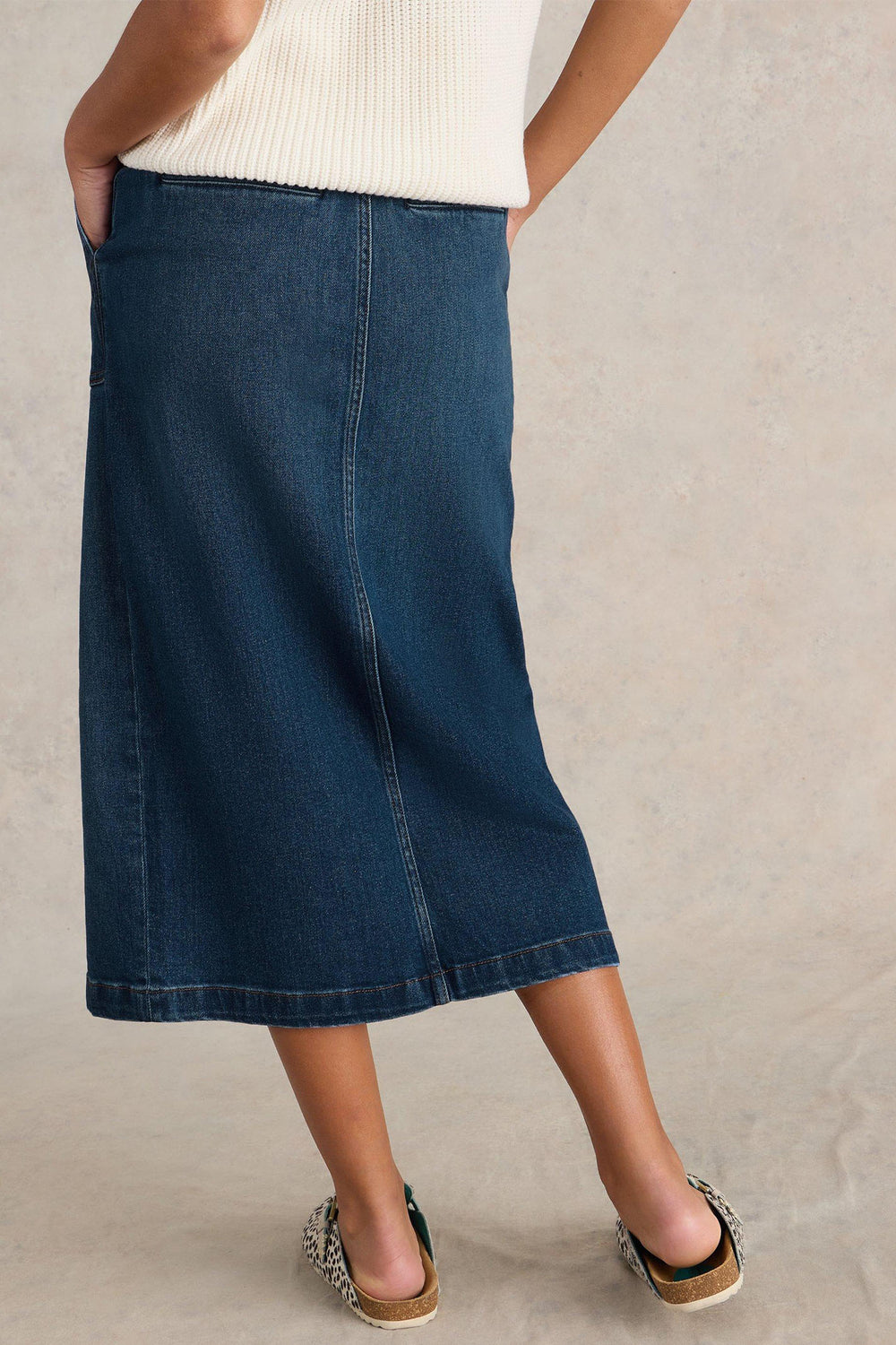 White Stuff Maren Blue Denim Midi Skirt 441507 - Shirley Allum Boutique