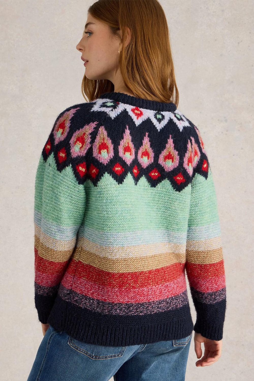 White Stuff New York Red Multicolour Fairisle Jumper 441642 - Shirley Allum Boutique