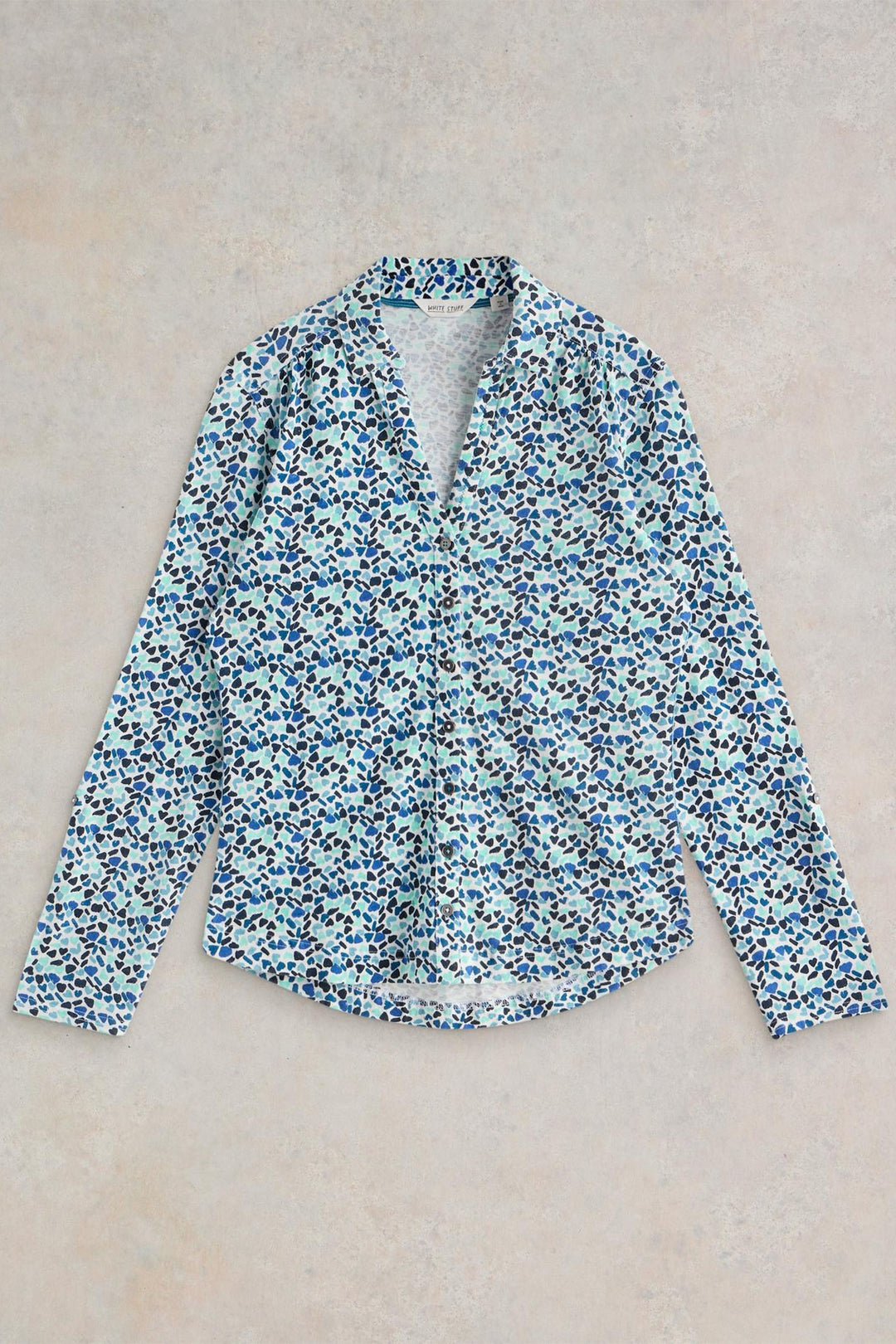 White Stuff Shirt Annie Jersey Blue Print 443023 606E99 - Shirley Allum Boutique