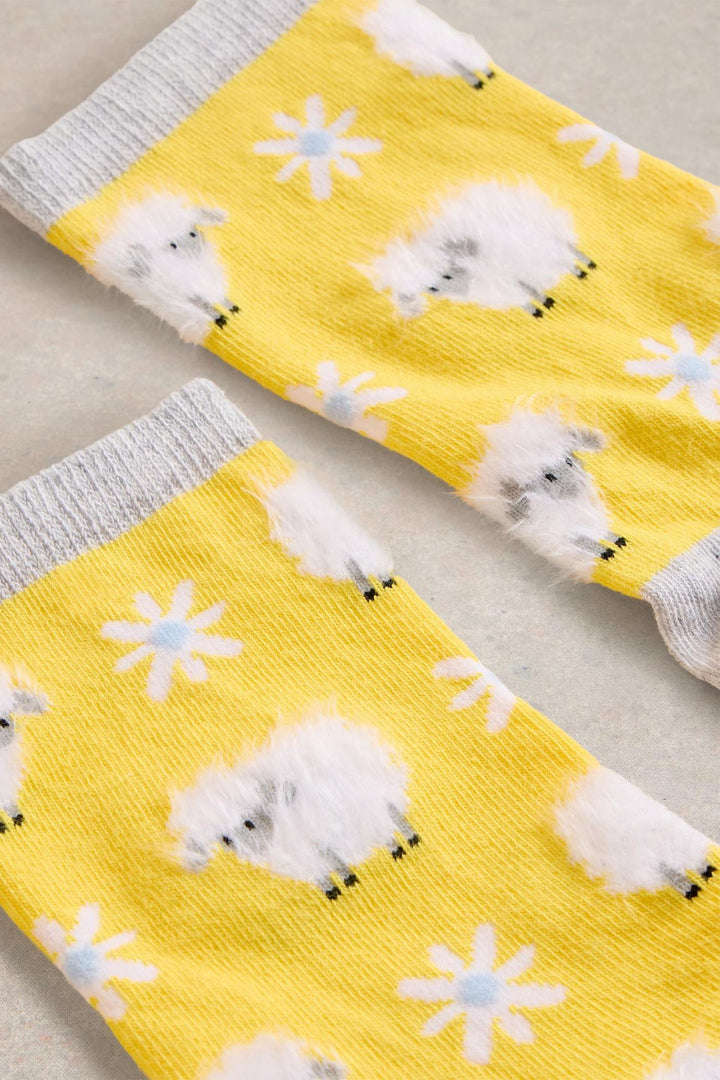 White Stuff Socks Fluffy Sheep Ankle Length Bright Yellow 442926 FAD148 - Shirley Allum Boutique