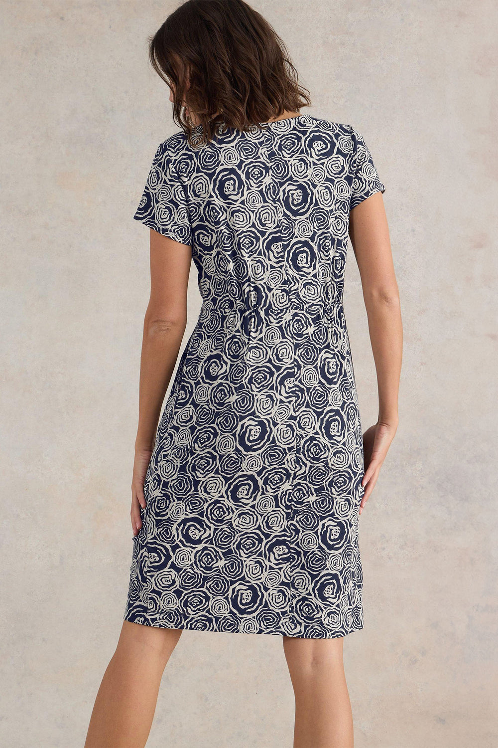 White Stuff Tallie Jersey Dress Navy Print 441690 - Shirley Allum Boutique