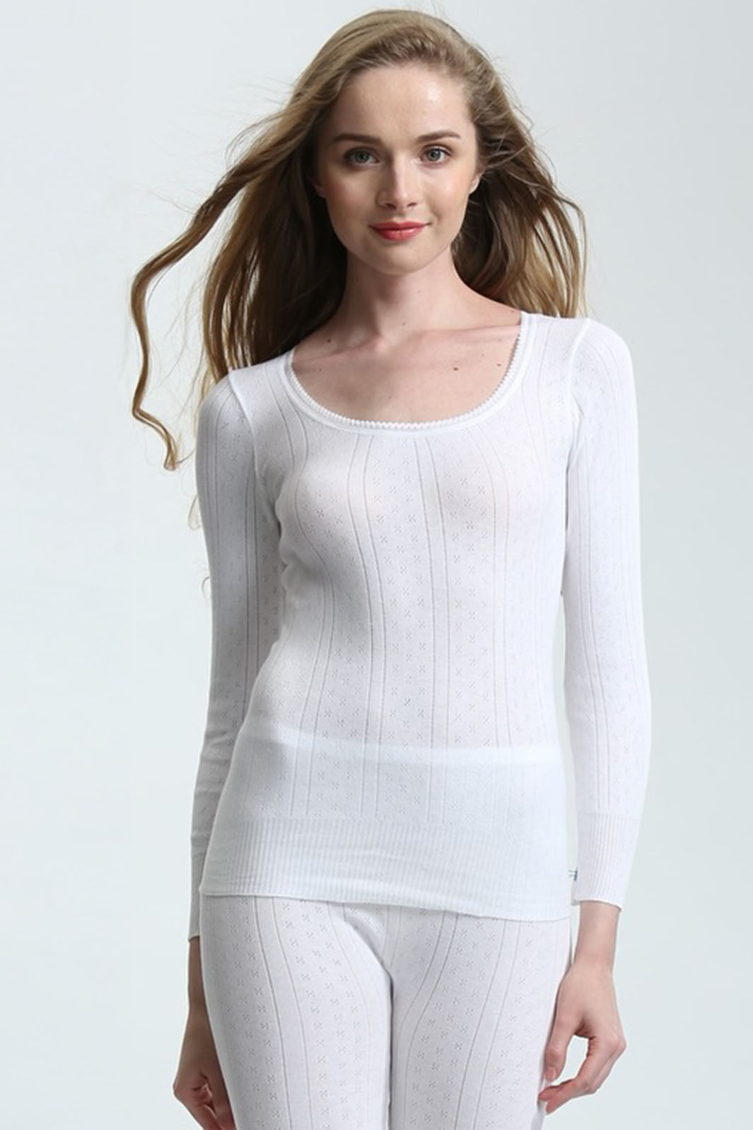 White Swan W200 WL201 Cotton Long Sleeve White Top - Shirley Allum Boutique