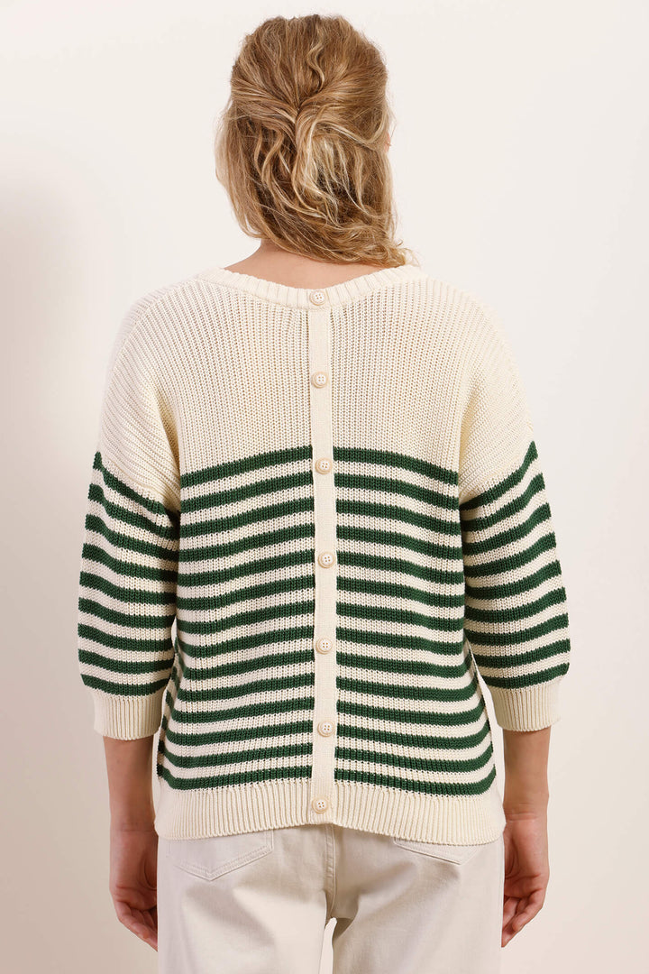 Mat De Misaine 514RPG Tribu Raye Vert Green Stripe Jumper - Shirley Allum Boutique