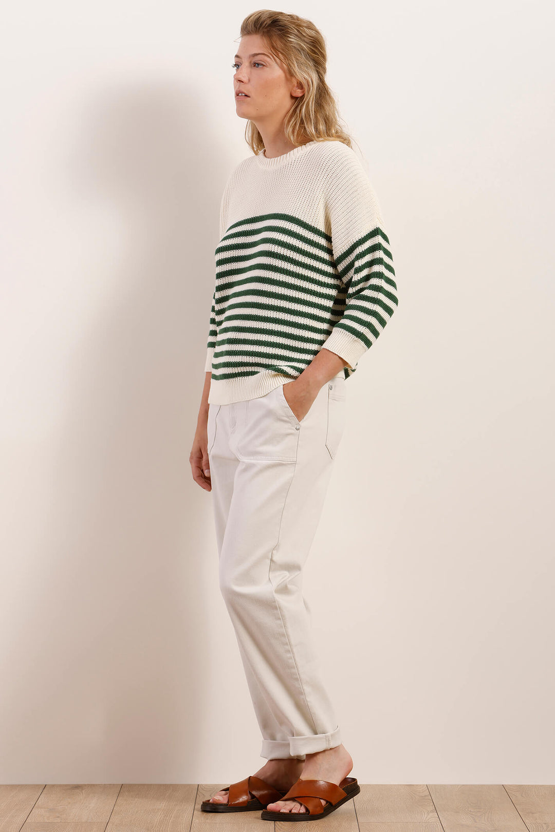 Mat De Misaine 514RPG Tribu Raye Vert Green Stripe Jumper - Shirley Allum Boutique