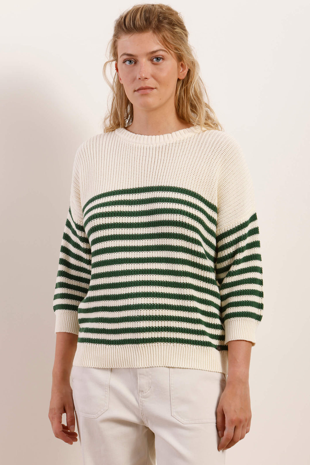 Mat De Misaine 514RPG Tribu Raye Vert Green Stripe Jumper - Shirley Allum Boutique