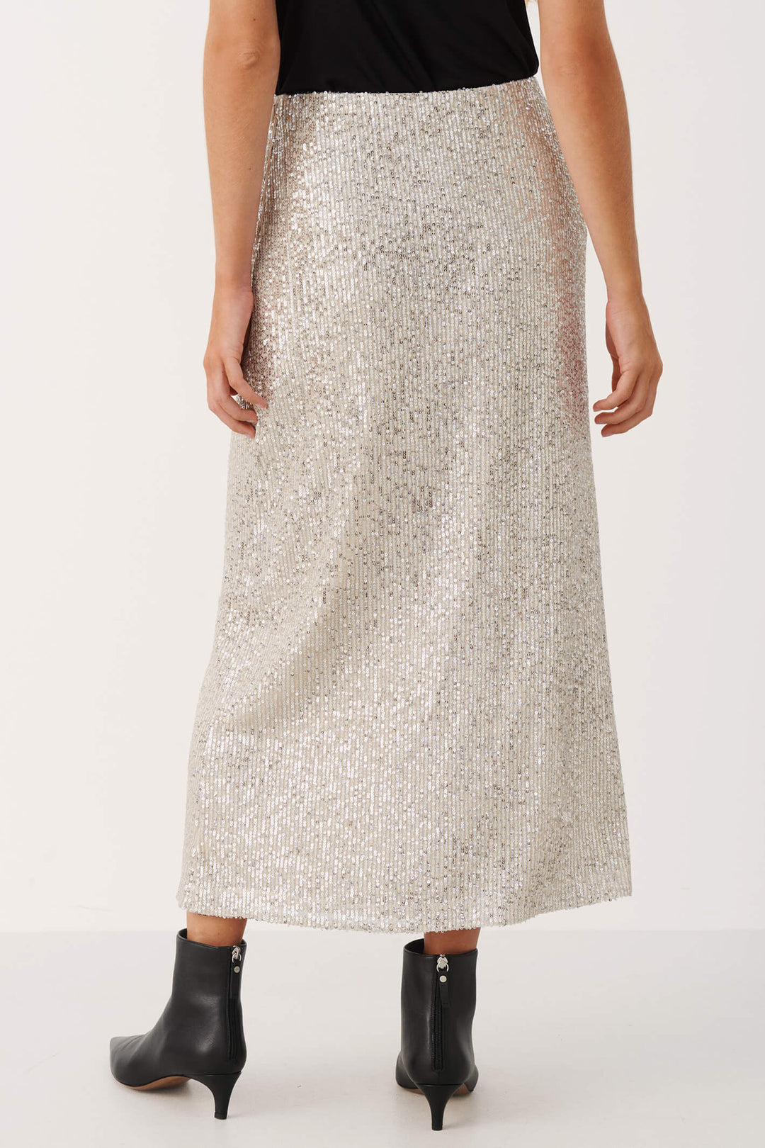 Part Two 30307260 Teffani 145002 Beige Silver Sequin Skirt - Shirley Allum Boutique
