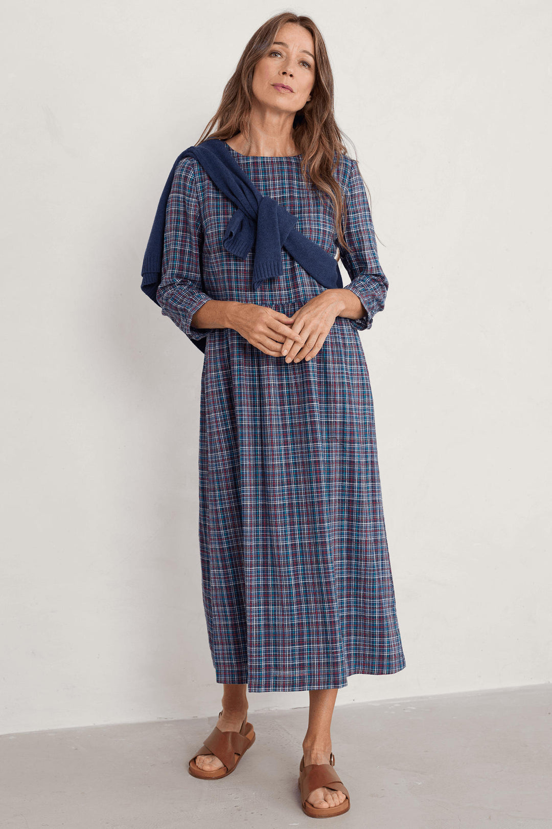 Seasalt Cloudscape Pontoon Blue Multicolour Check Dress - Shirley Allum Boutique