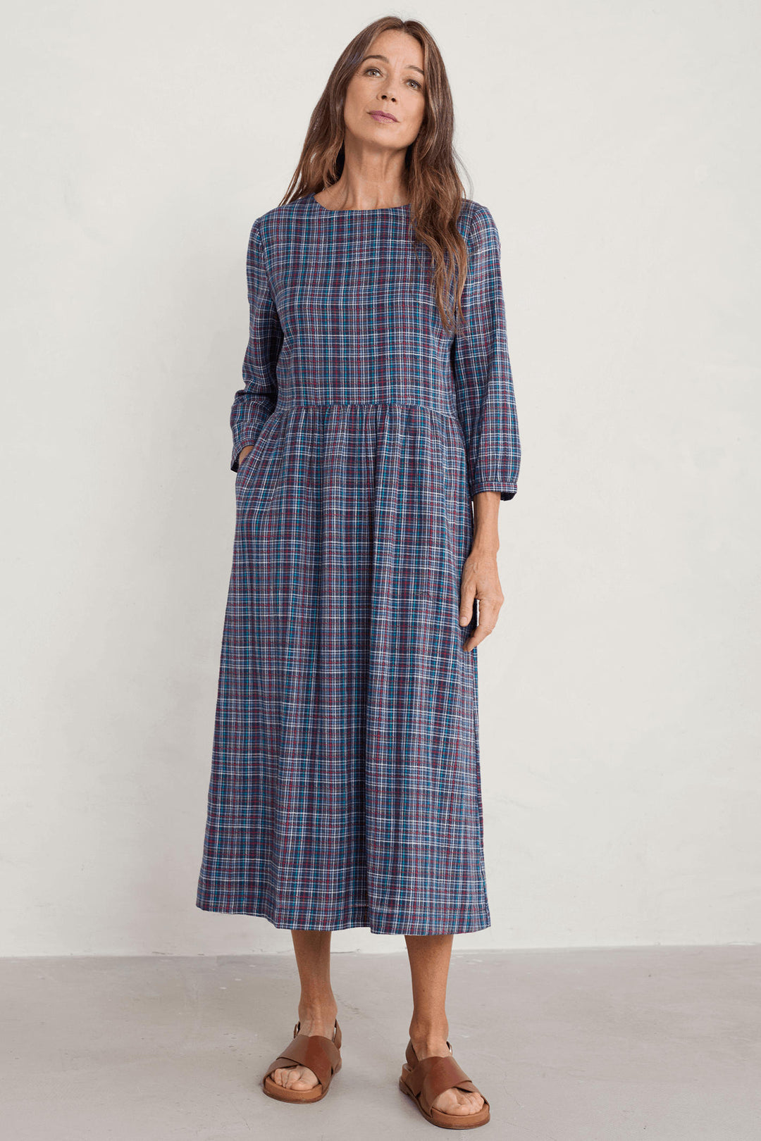 Seasalt Cloudscape Pontoon Blue Multicolour Check Dress - Shirley Allum Boutique