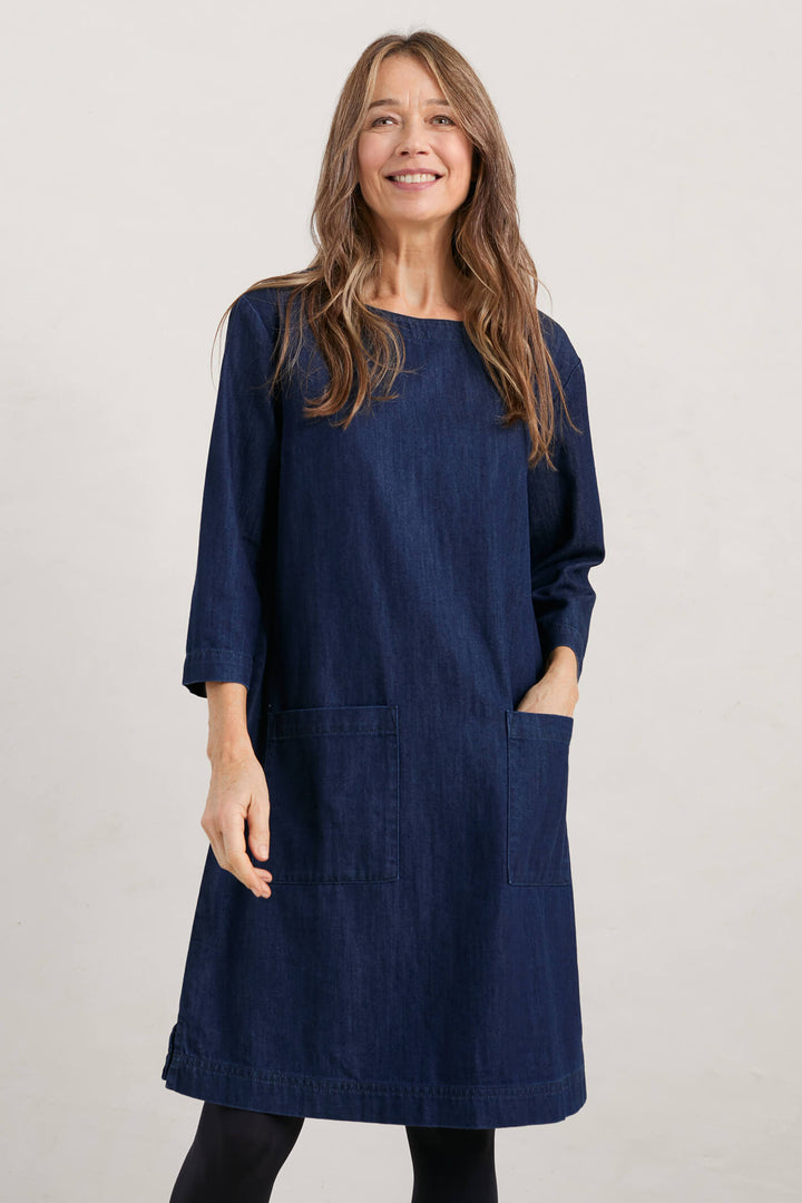 Seasalt Killick Dark Indigo Blue Wash Denim Dress - Shirley Allum Boutique