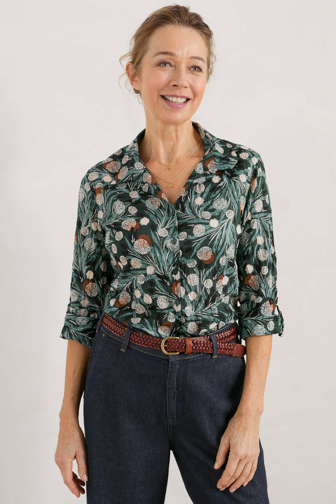 Seasalt Larissa Coast Thistle Pine Green Needle Shirt - Shirley Allum Boutique