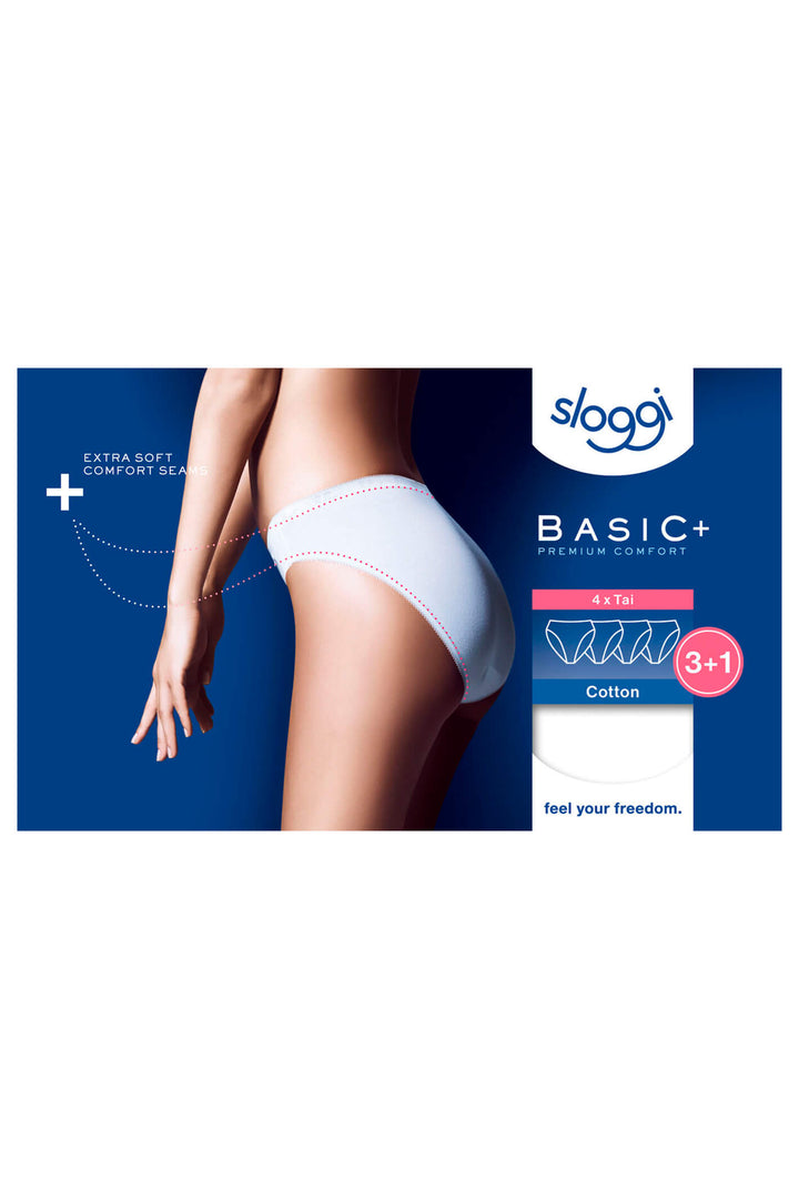 Sloggi Basic+ 3+1 Pack Tai White Cotton Briefs 10068838 0003 - Shirley Allum Boutique