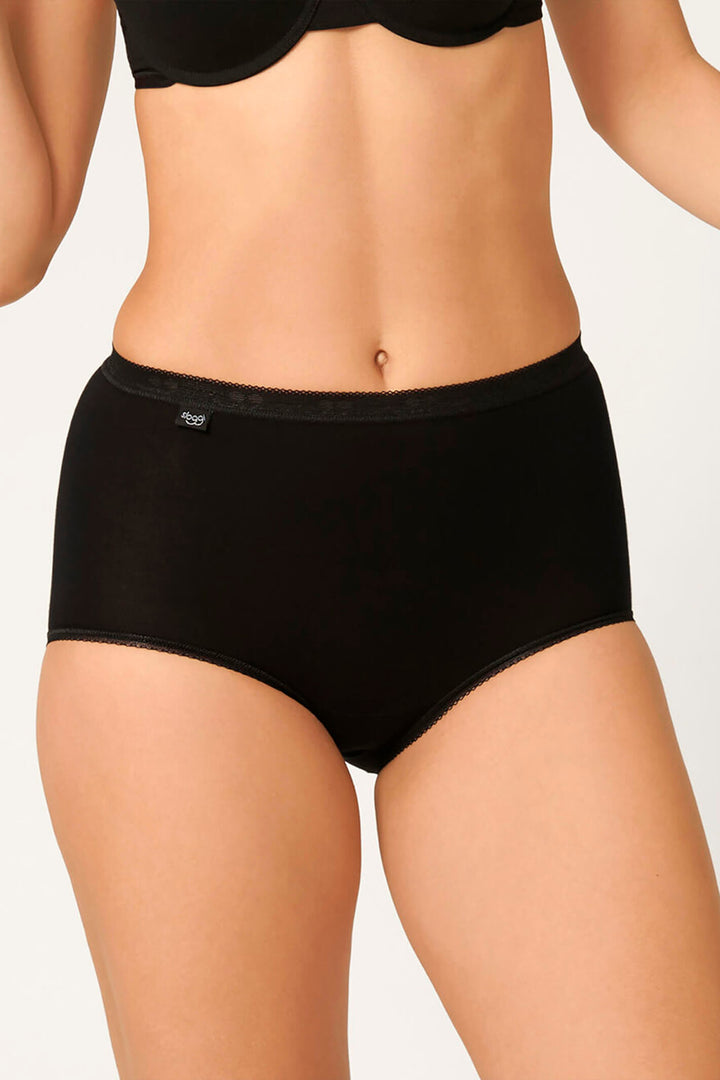 Sloggi Basic+ Black 3+1 Pack Maxi Cotton Briefs 10028378 0004 - Shirley Allum Boutique