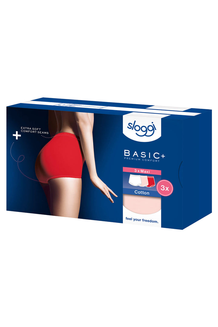 Sloggi Basic+ Red Mix 3-Pack Maxi Briefs 10028378 M005 - Shirley Allum Boutique