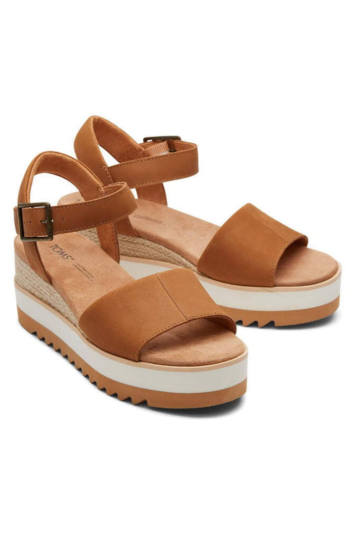 Toms Diana 10019757 Tan Leather Wedge Sandal - Shirley Allum Boutique