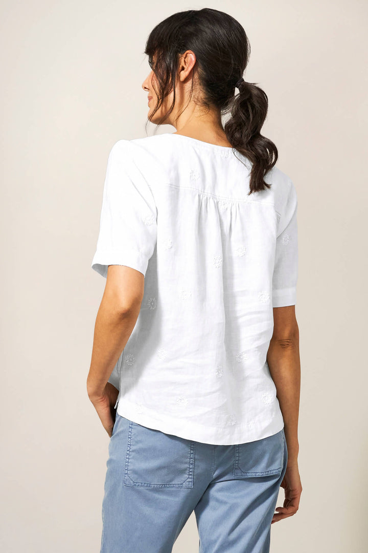 White Stuff 438225 June White Linen Top - Shirley Allum Boutique