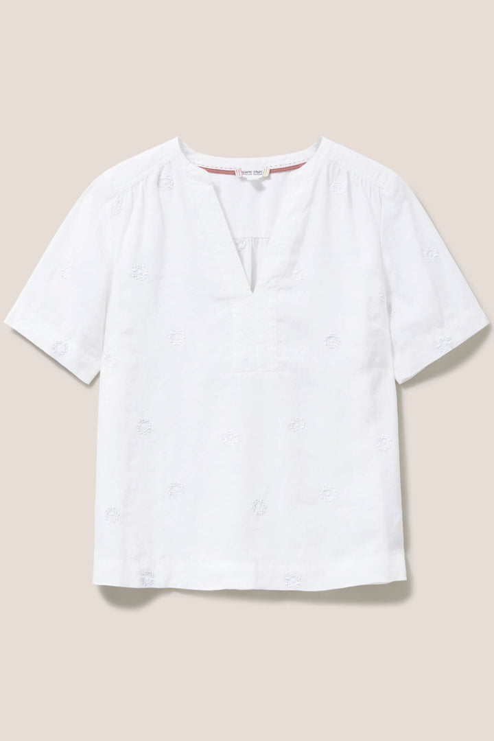 White Stuff 438225 June White Linen Top - Shirley Allum Boutique